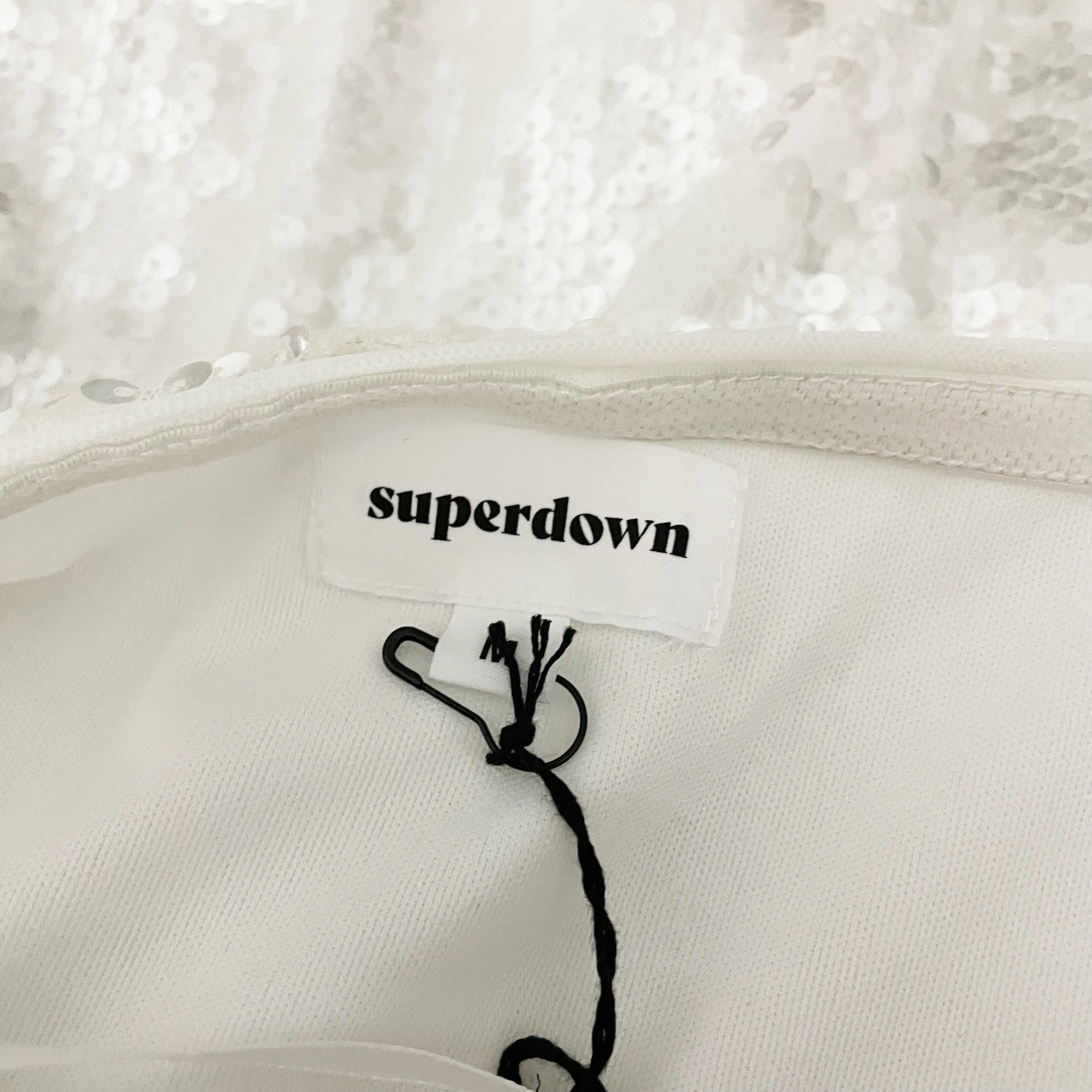 NEW Superdown Jane Asymmetrical Sequin Sparkle Embellished Mini Dress White M