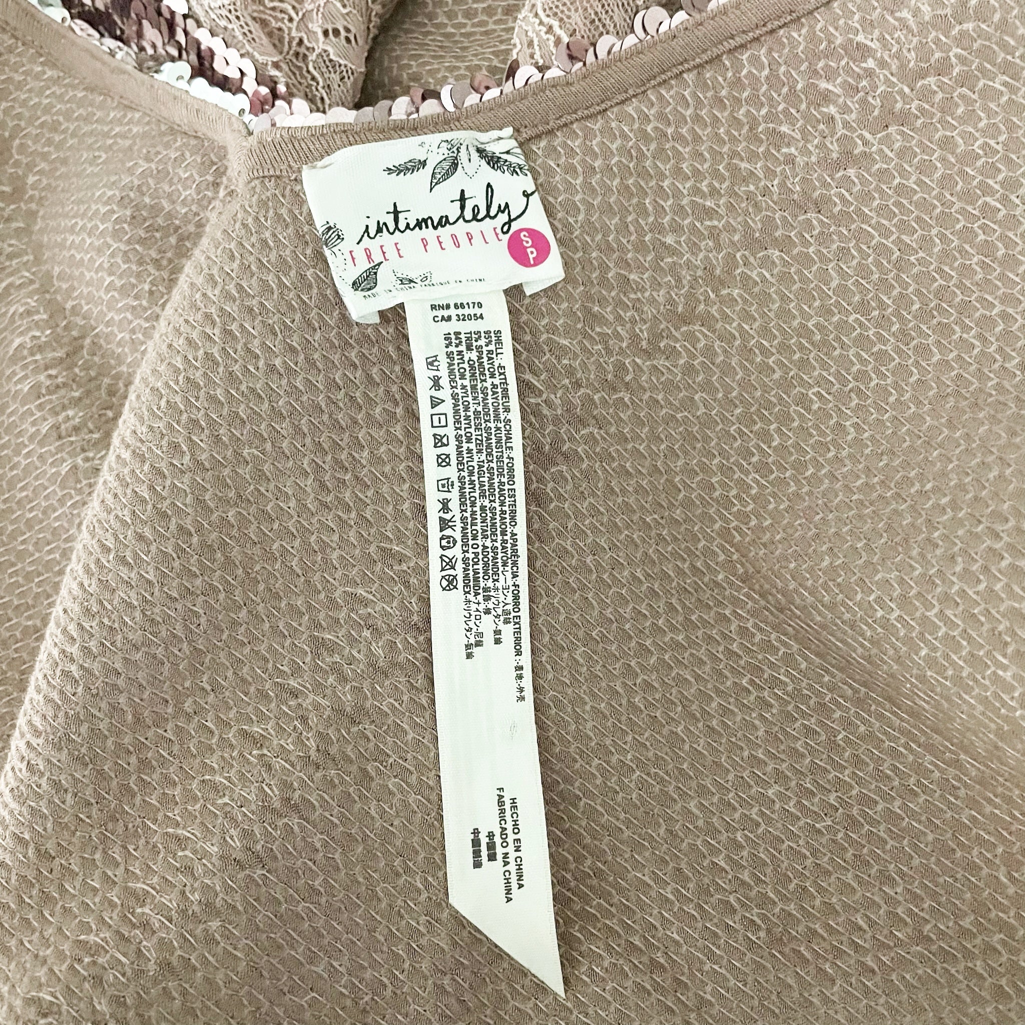 Free People Intimately Sequin Sparkle Embellished Lace Trim Camisole Tank Top S