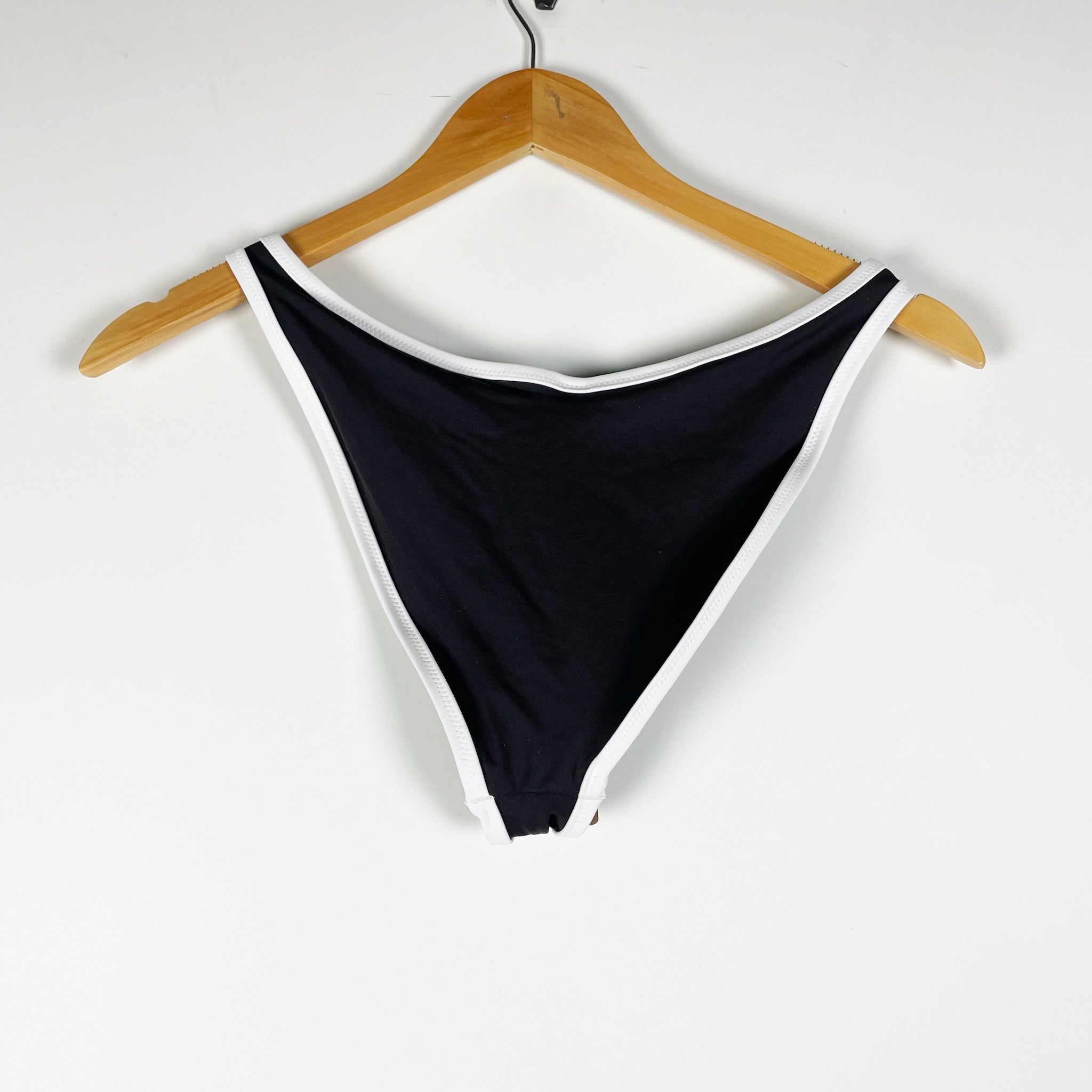 NEW Skims Sporty Zipper Swim Dipped Tanga Bathing Suit Bikini Bottom Onyx Black