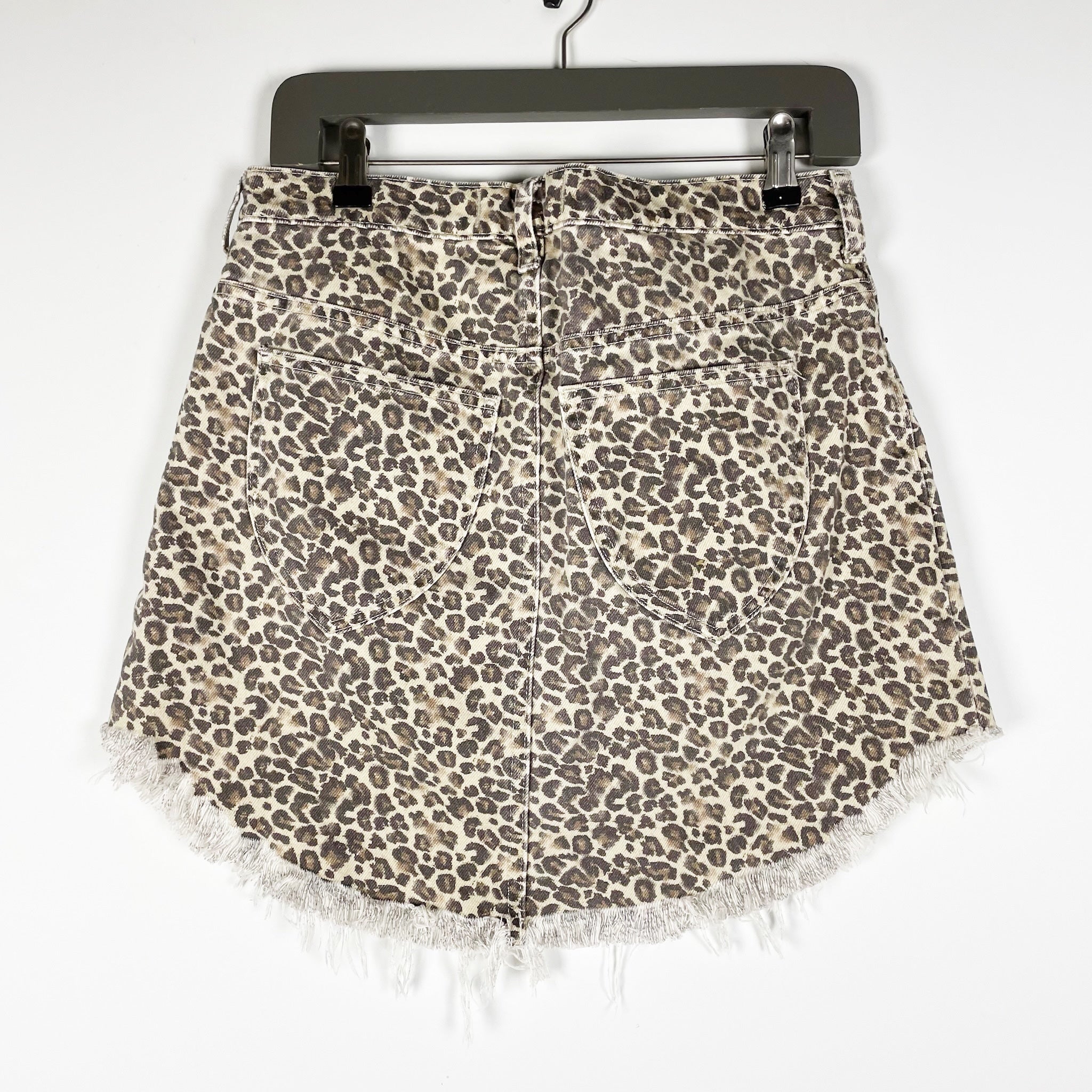 Free People Women's Bailey Leopard Print Denim Mini Skirt In Cheetah Combo 28