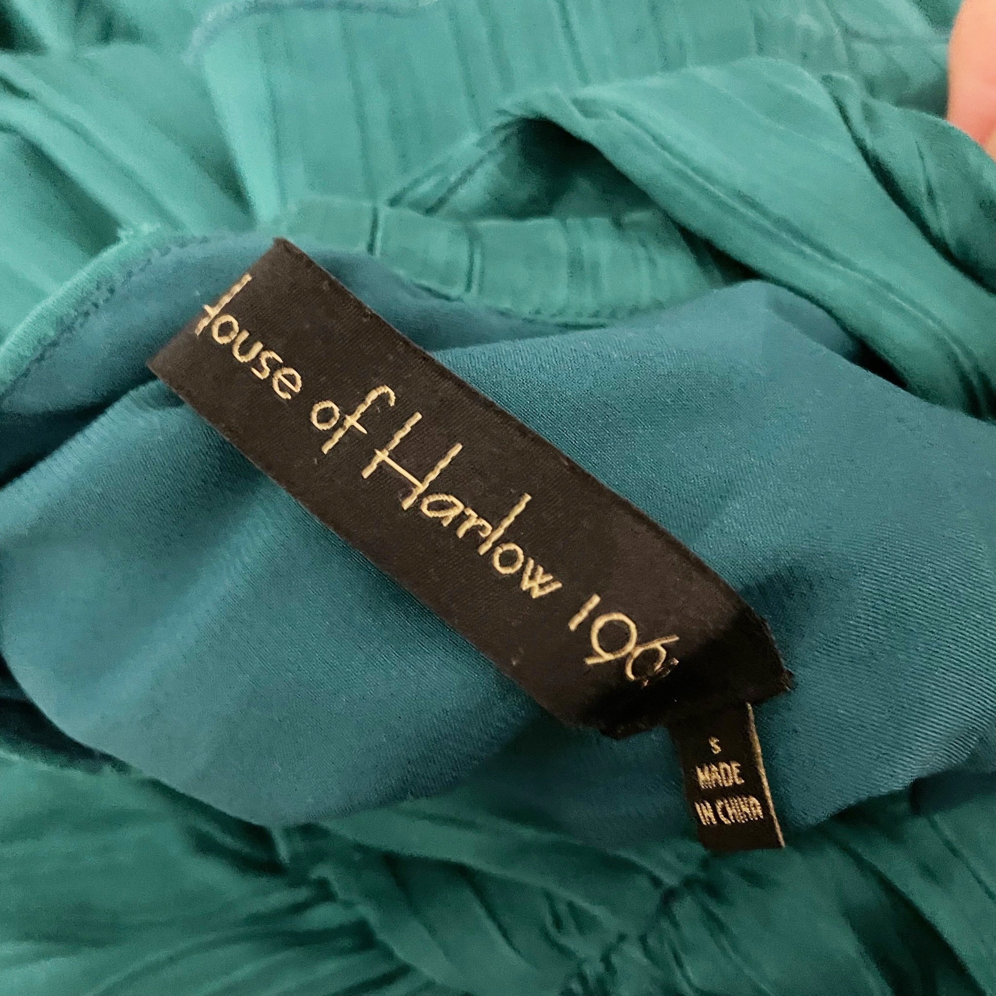 House Of Harlow Loraine Chiffon Cut Out High Neck Chiffon Tiered Maxi Dress Teal