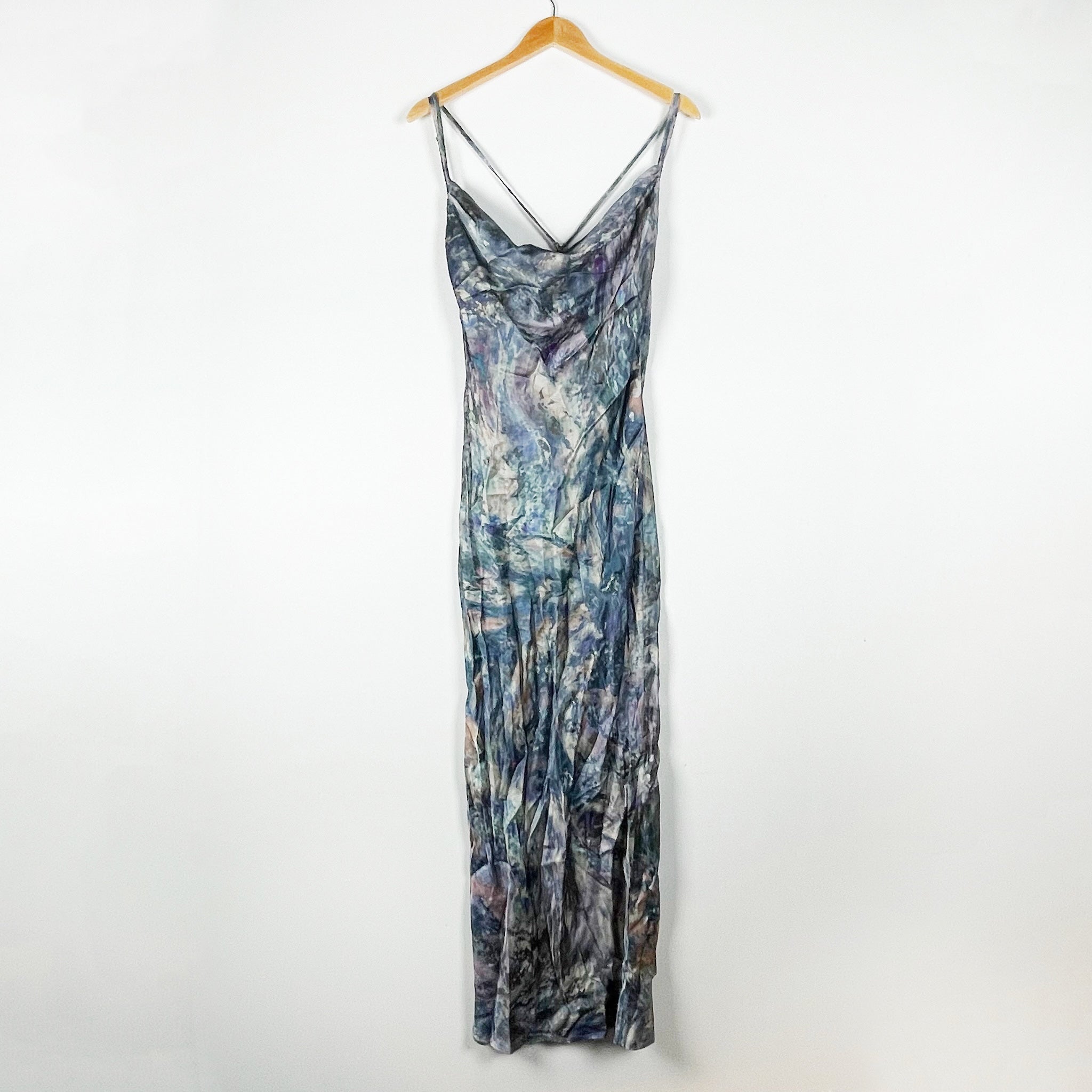 NEW Michael Costello x REVOLVE Braxton Oil Abstract Print Satin Slip Dress Small