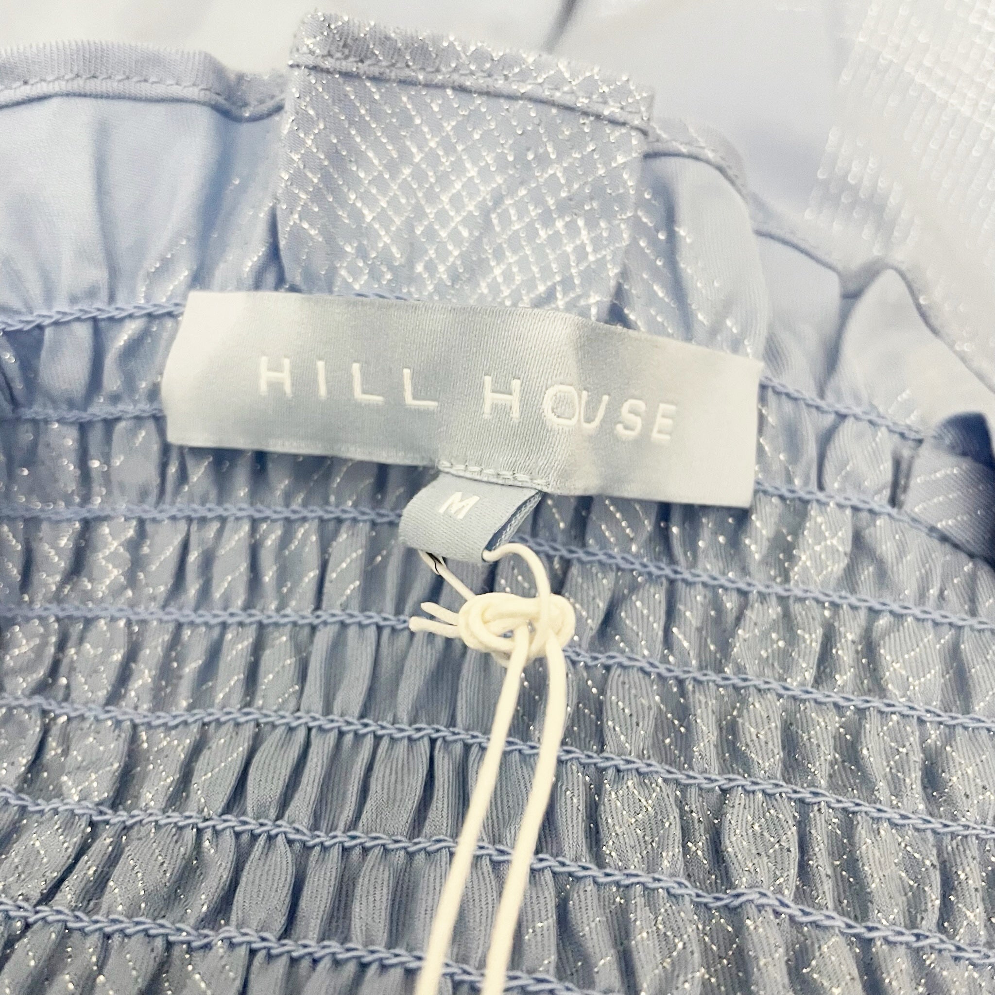 NEW Hill House Home The Ellie Nap Dress Light Blue Glitter Sparkle Check Medium