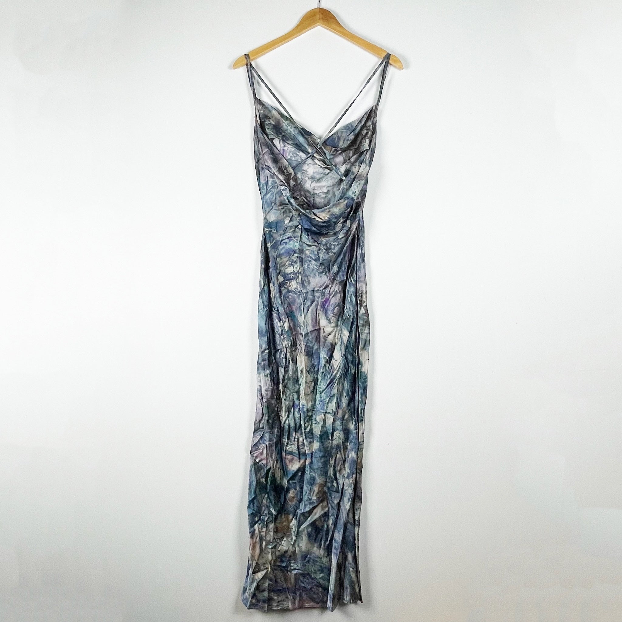 NEW Michael Costello x REVOLVE Braxton Oil Abstract Print Satin Slip Dress Small