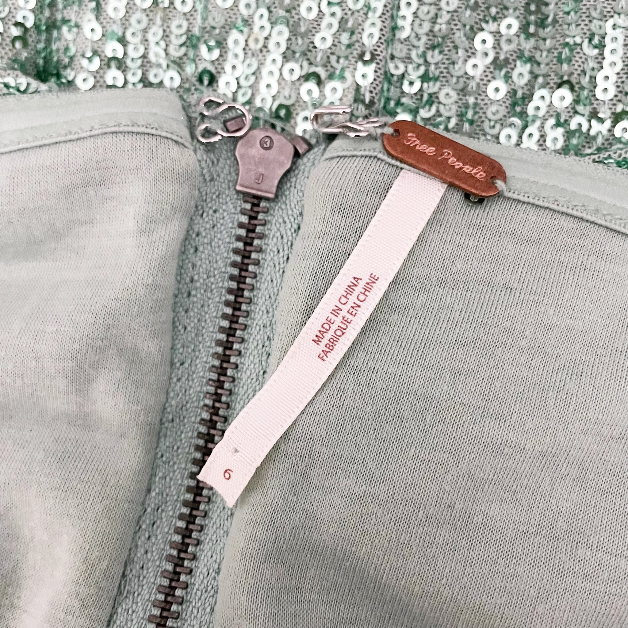 Free People Frida Sequin Sparkle Embellished Ruffle Strapless Mini Dress Seafoam