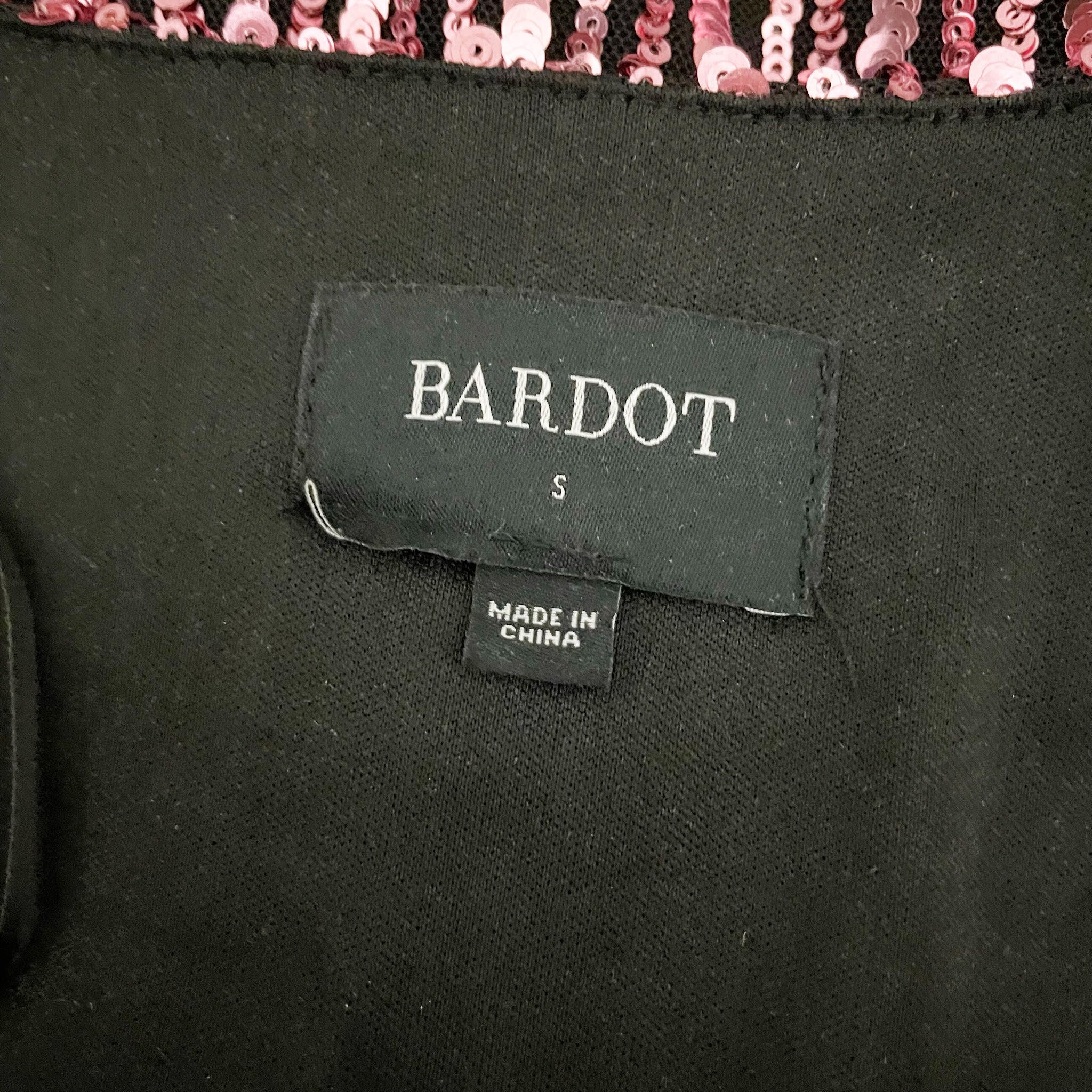 Bardot Bellissa Sequin Sparkle Embellished Faux Wrap Belted Mini Dress Pink S