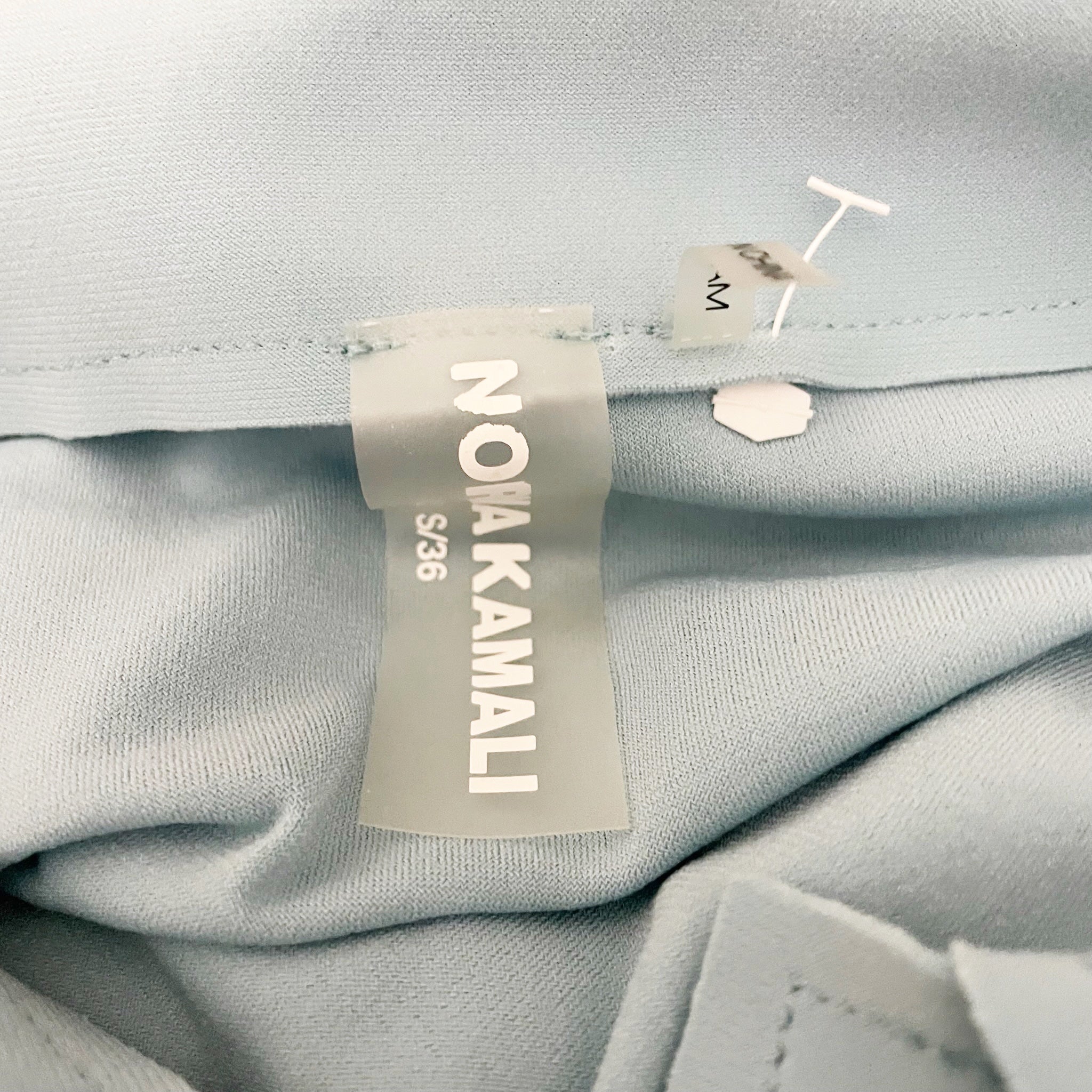 Norma Kamali Oversized Boyfriend Ruffle Belted Mini Shirt Dress Powder Blue S