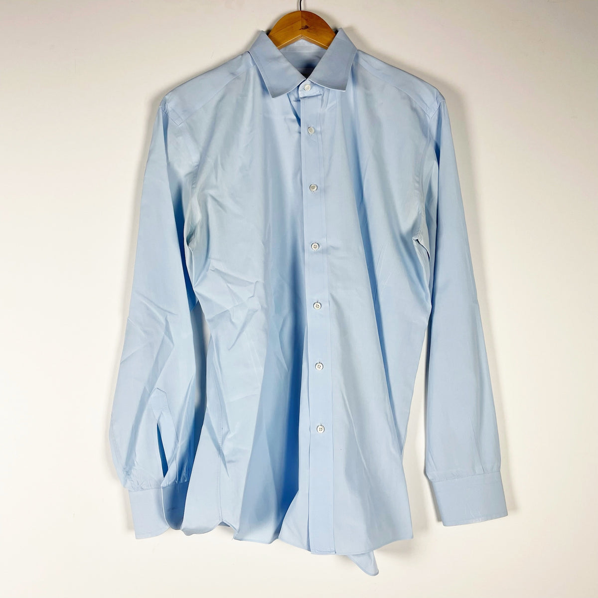 Brioni Men's Cotton Poplin Made In Italy Collared Button Down Dress Shirt Blue