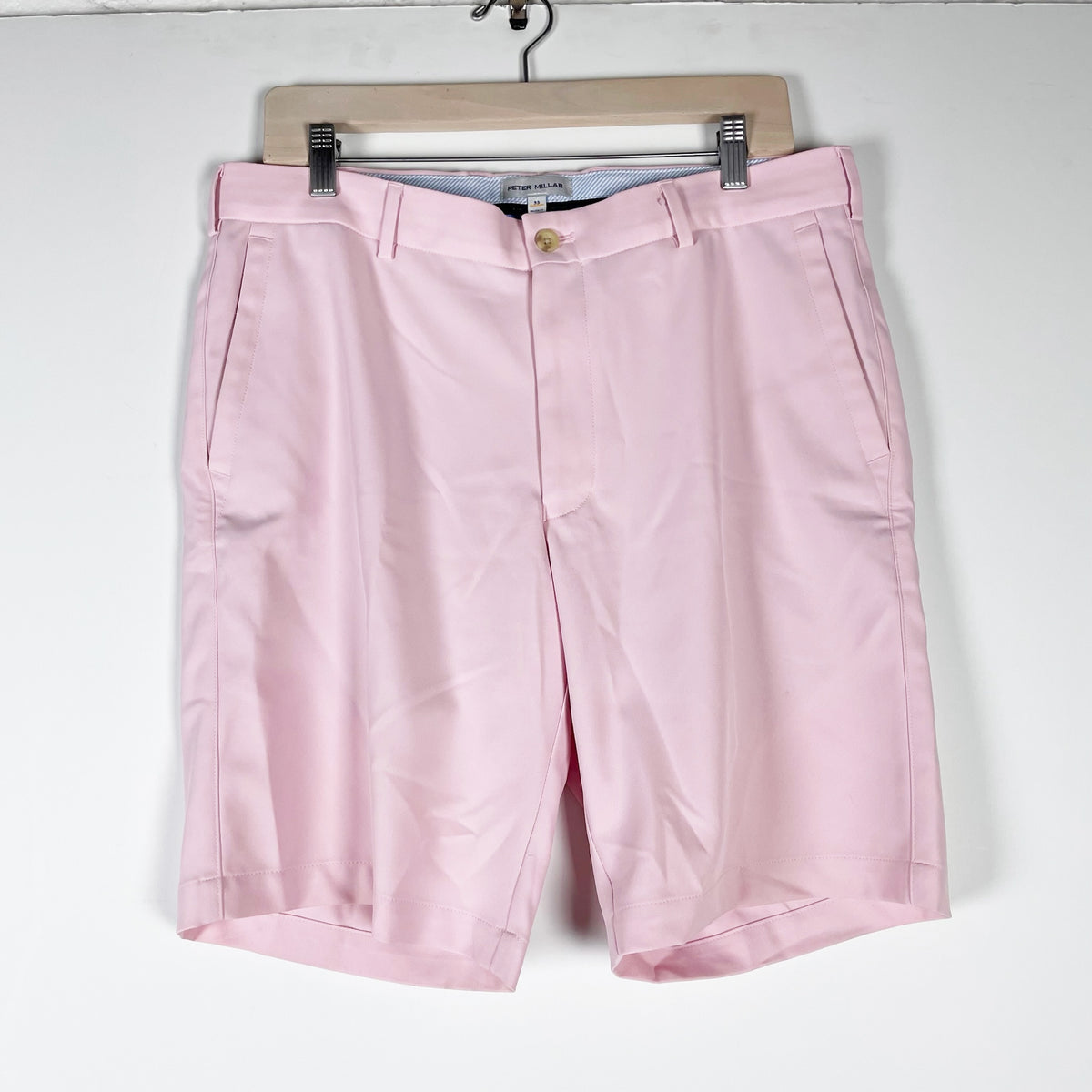 Peter Millar Men's Mid Rise Flat Front Casual Shorts Solid Pink 33