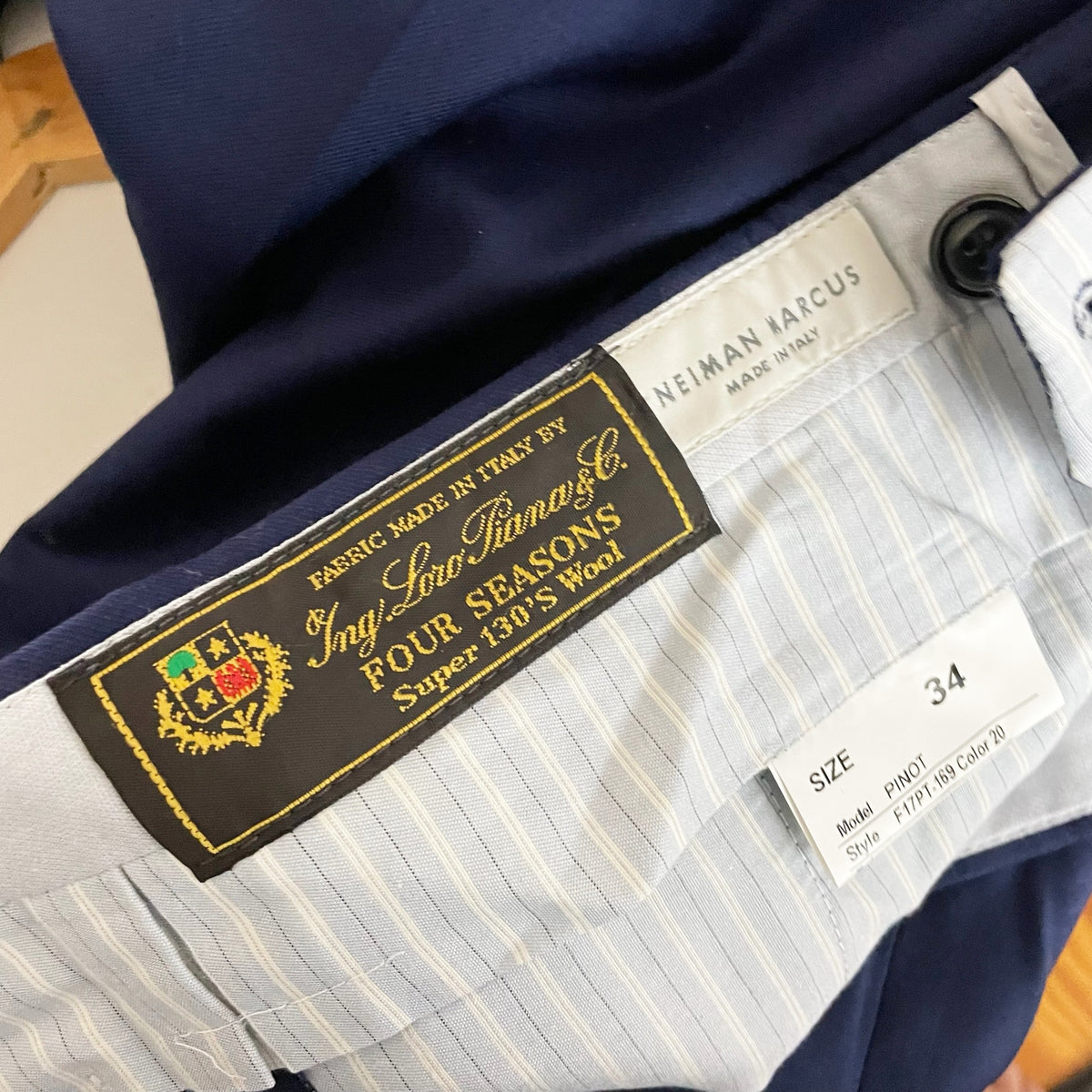 Loro Piana x Neiman Marcus Men's Made In Italy Trouser Suit Pants Blue 34