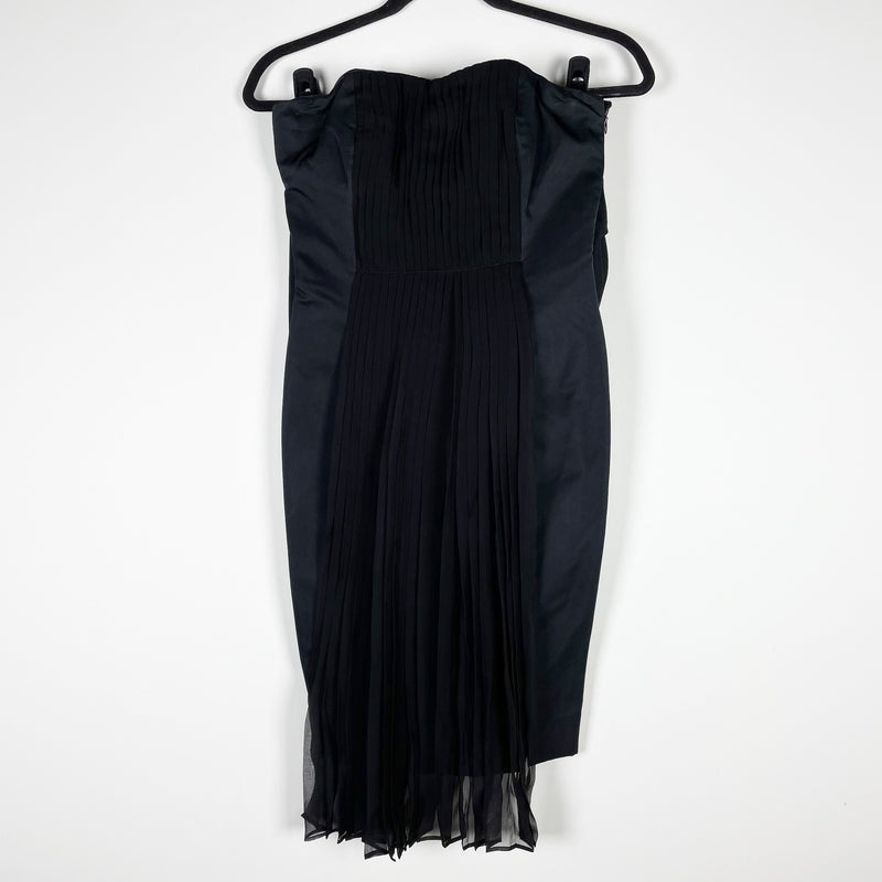 Giambattista Valli Black Pleated Cotton Silk Waist Tie Cocktail Party Dress 42/S