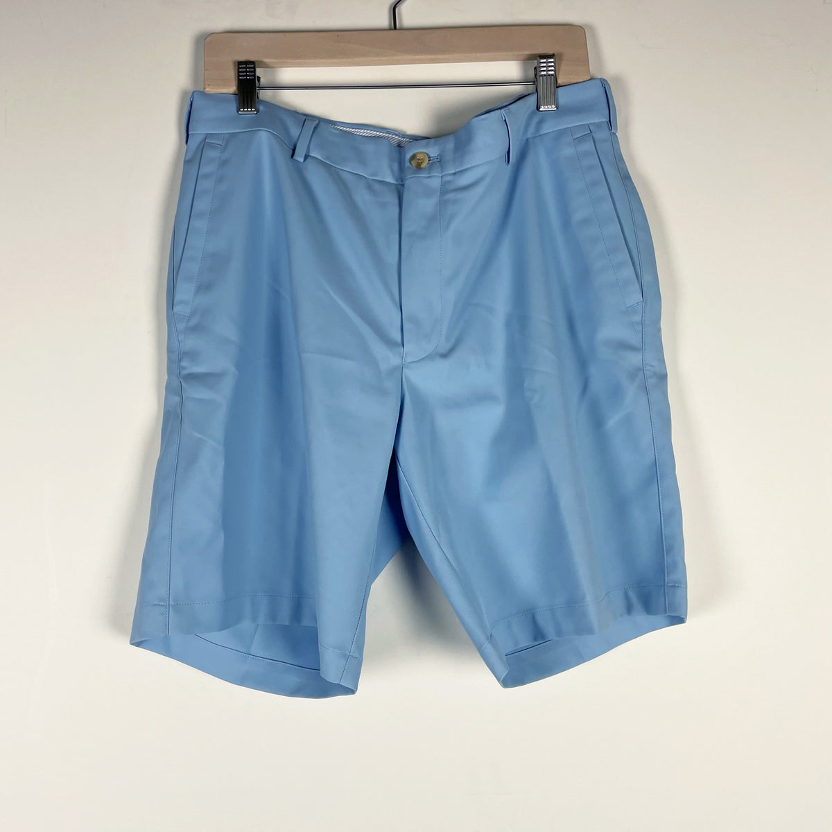 Peter Millar Men's Mid Rise Flat Front Casual Shorts Solid Blue 34