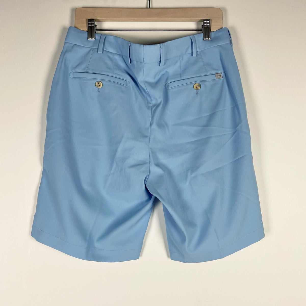 Peter Millar Men's Mid Rise Flat Front Casual Shorts Solid Blue 34