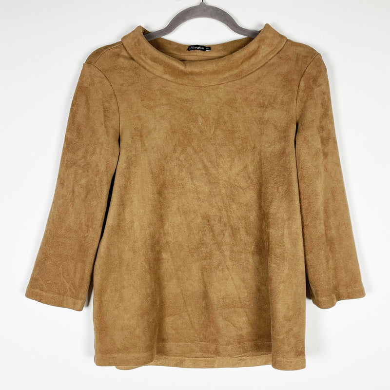 J. McLaughlin Faux Vegan Suede Foldover Quarter Sleeve Pullover Blouse Shirt XS