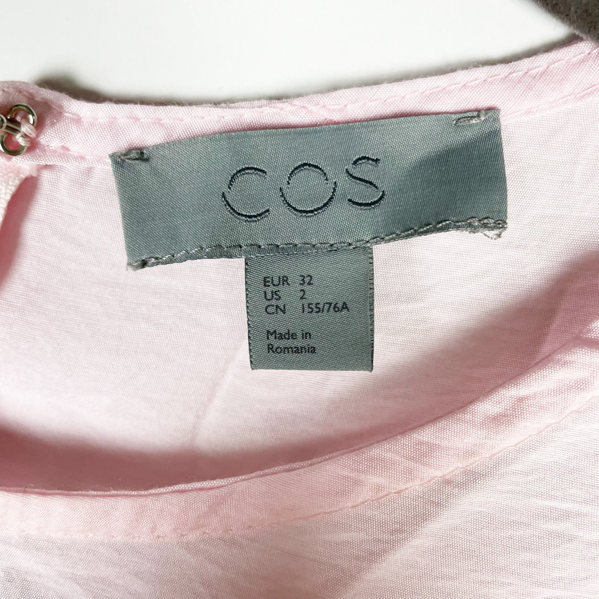 COS Women's Woven Green Pink Gray Colorblock Short Sleeve Mini Sheath Dress 2