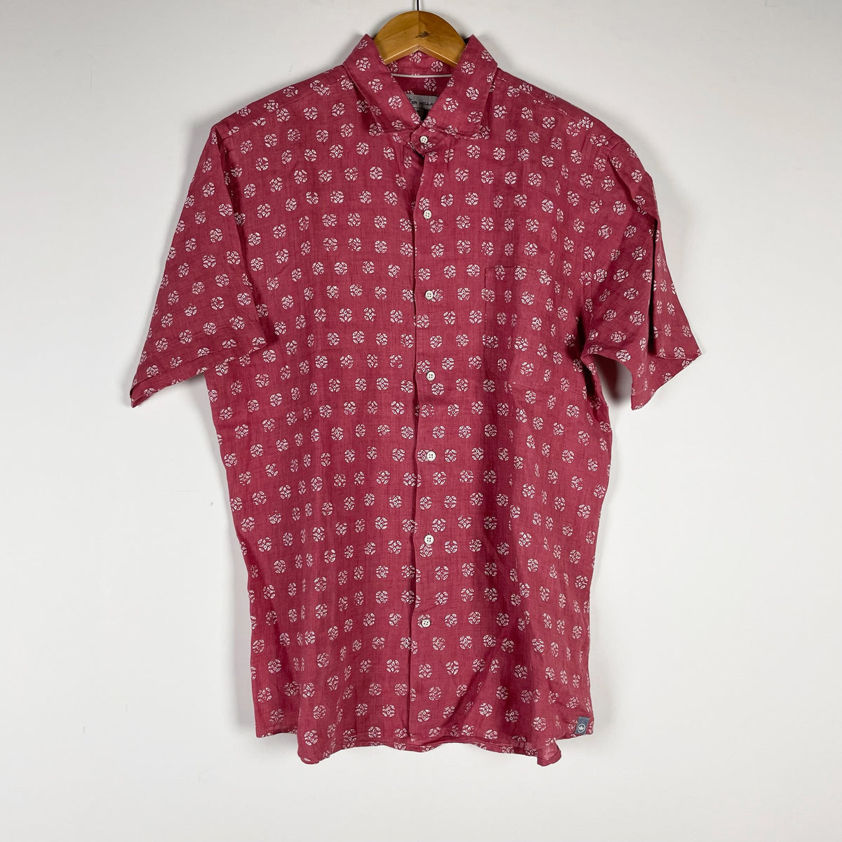 Peter Millar Men's Lightweight Linen Collared Short Sleeve Button Down Shirt M
