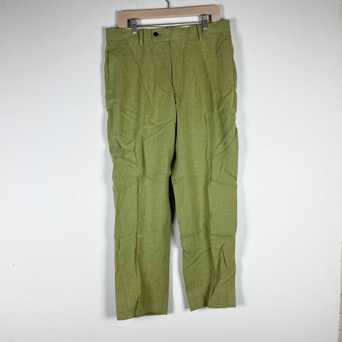 NEW Paul Stuart Men's Linen Straight Leg Mid Rise Trouser Pants Pistachio Green