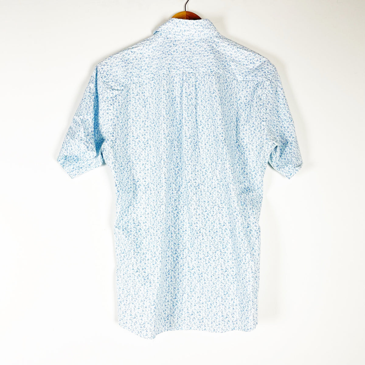 Peter Millar Men's Cotton Collared Button Down Short Sleeve Shirt Sailboat Print