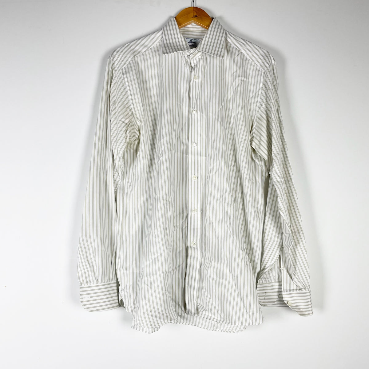 Brioni x Neiman Marcus Italy Cotton Long Sleeve Button Down Dress Shirt Beige