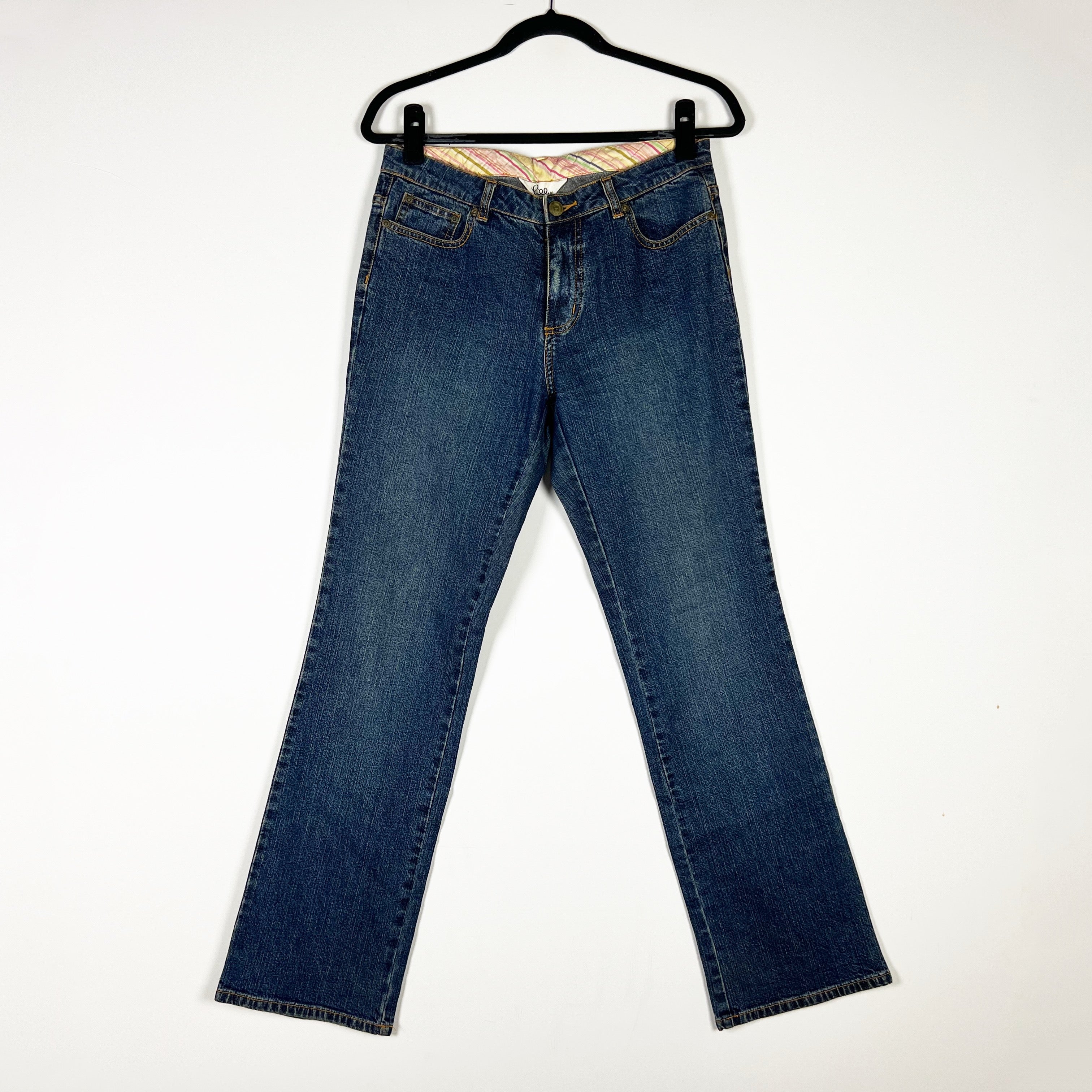 Lilly Pulitzer Vintage White Label Straight Striped Print Lined Denim Jeans 6