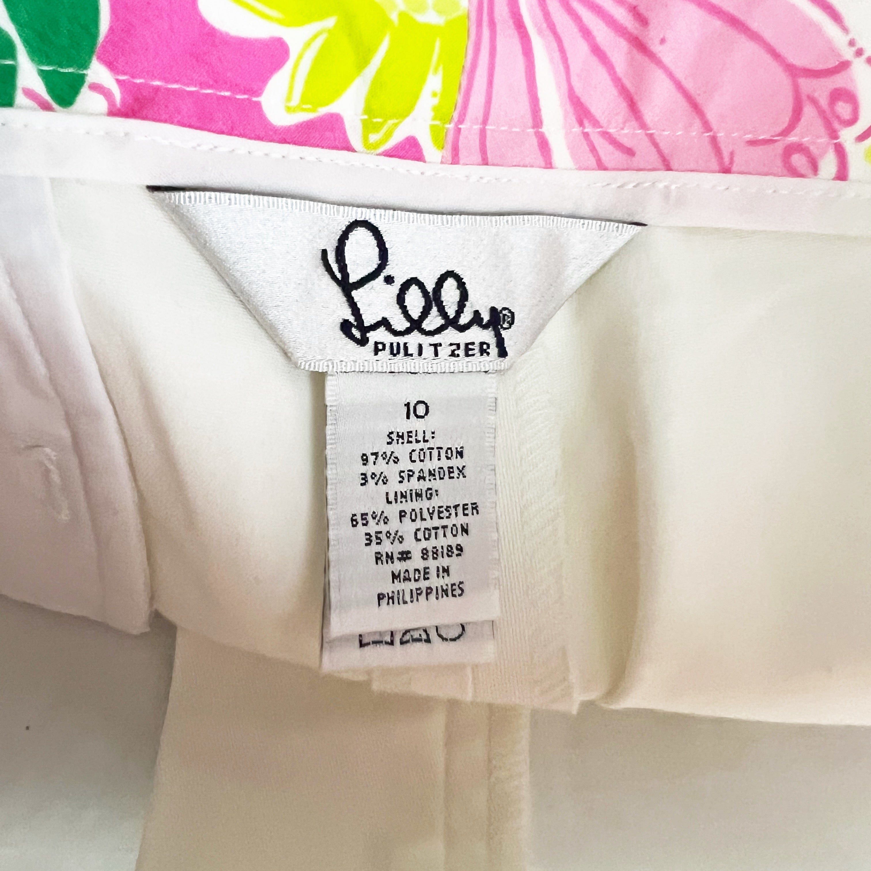 Lilly Pulitzer Cotton Poplin Stretch Mid Rise Ankle Crop Trouser Pants White 10