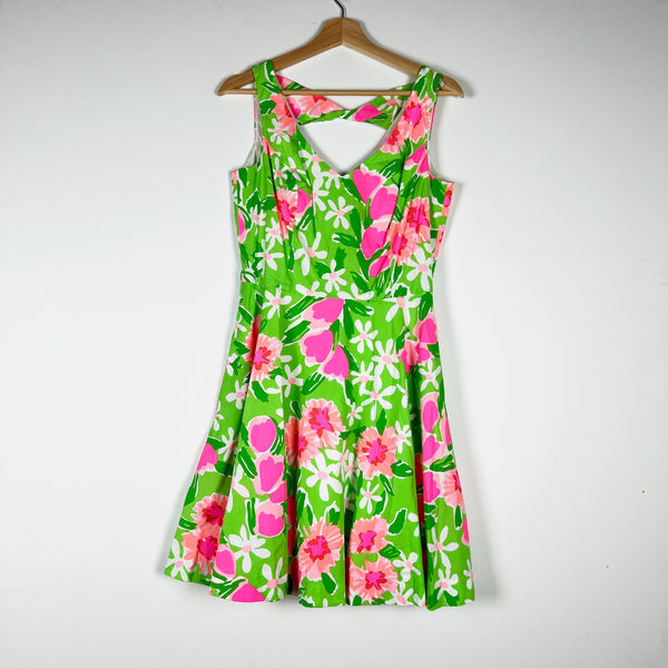 Lilly Pulitzer Freja Cotton New Green Everything Nice Floral Fit Flare Dress 6