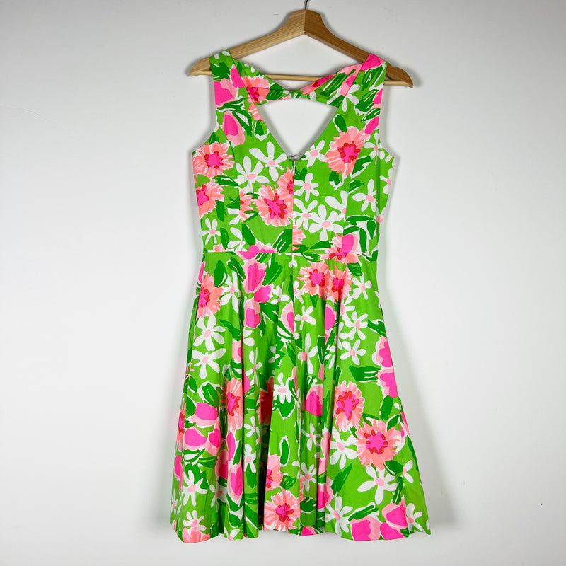 Lilly Pulitzer Freja Cotton New Green Everything Nice Floral Fit Flare Dress 6