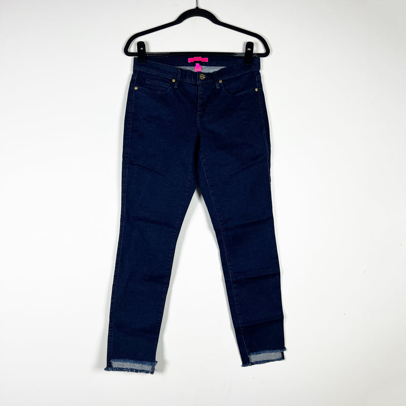 NEW Lilly Pulitzer South Ocean Skinny Crop Cotton Stretch Denim Jean Cosmic Wash