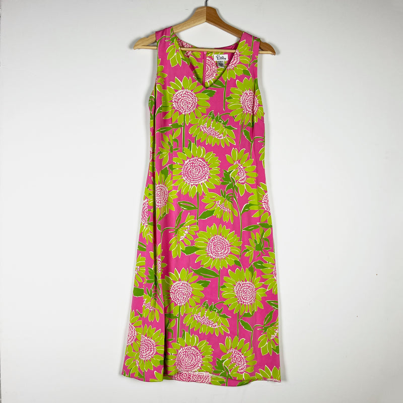 Lilly Pulitzer Vintage White Label Silk Chiffon Sunflower Print Shift Dress 6