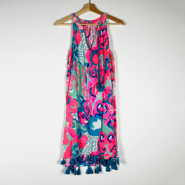Lilly Pulitzer Roxi Sleeveless Tassel Accent Coral Reef I'm So Jelly Pattern XS