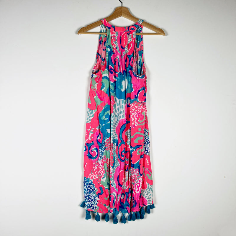 Lilly Pulitzer Roxi Sleeveless Tassel Accent Coral Reef I'm So Jelly Pattern XS