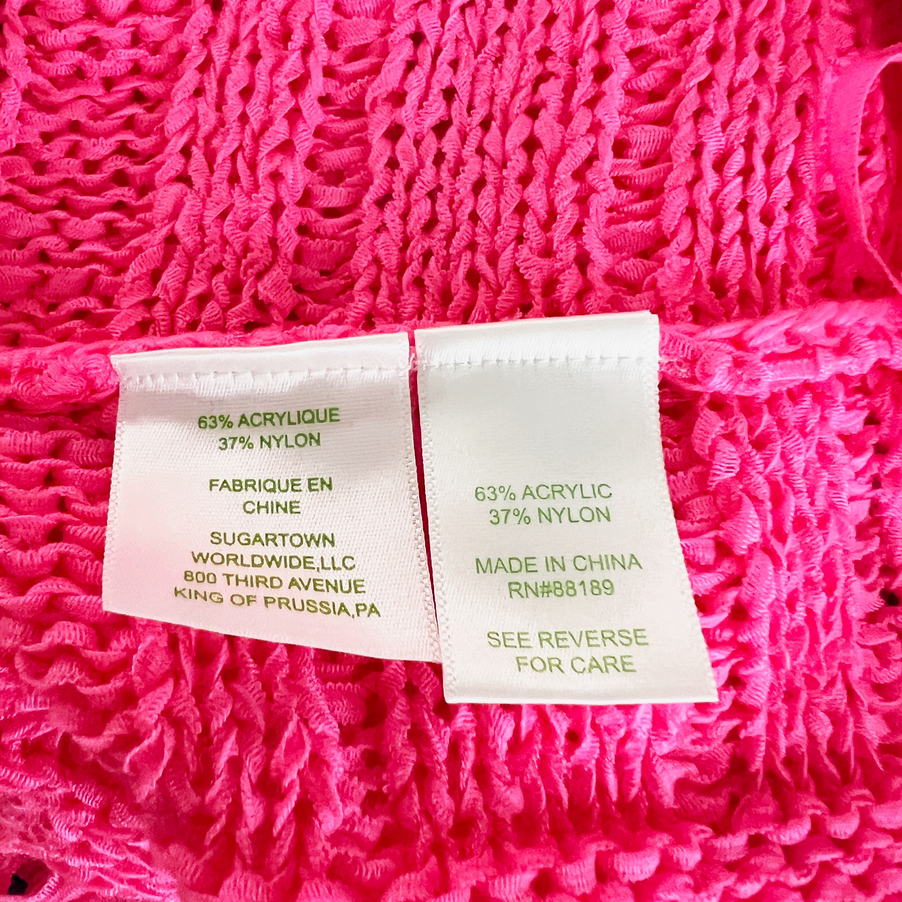 NEW Lilly Pulitzer Luca Crochet Knit Stretch Tassel Fringe Tiki Pink Tank Top S