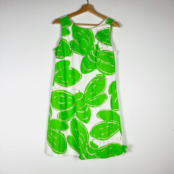 NEW Lilly Pulitzer Delia Cotton Resort White Stinger Large Glitter Green Dress 8