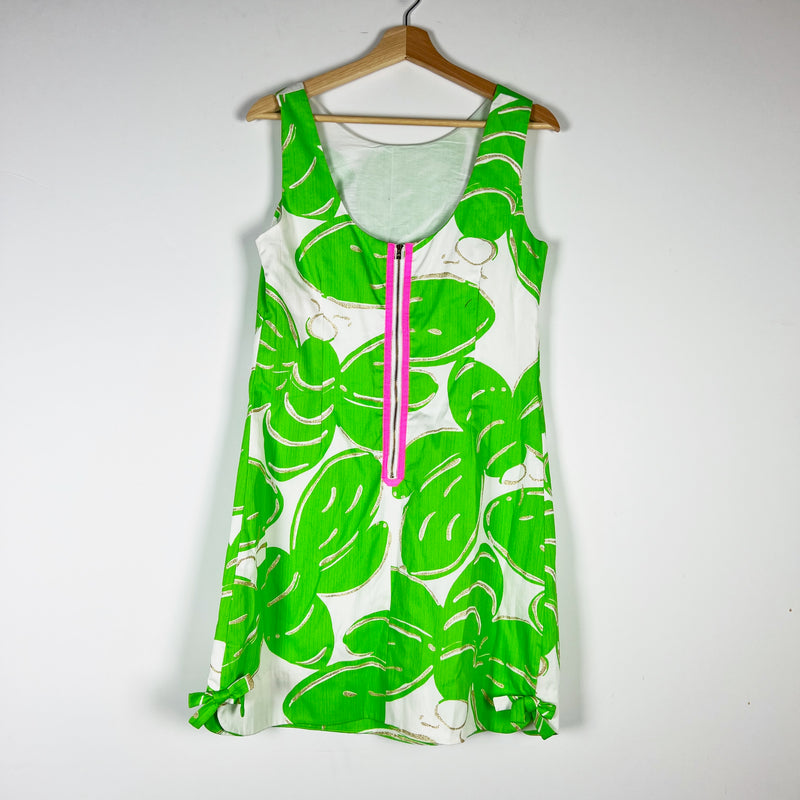 NEW Lilly Pulitzer Delia Cotton Resort White Stinger Large Glitter Green Dress 8