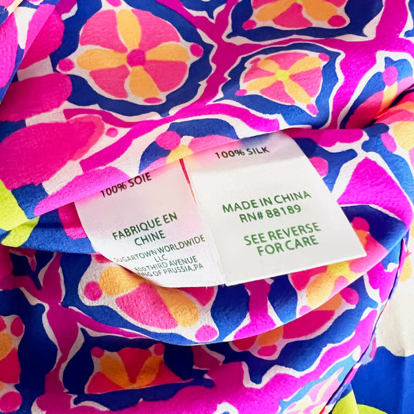 Lilly Pulitzer Julie Silk Chiffon Summer Sunset Multi Color Caftan Dress S/M