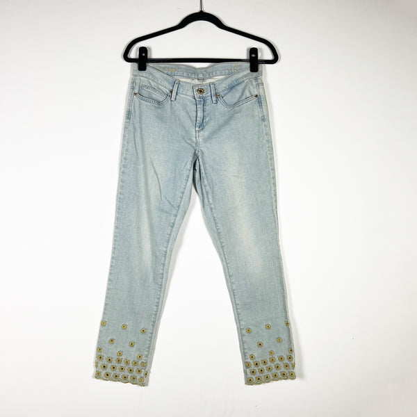 NEW Lilly Pulitzer South Ocean Skinny Crop Seagate Starburst Embroidered Jeans 8