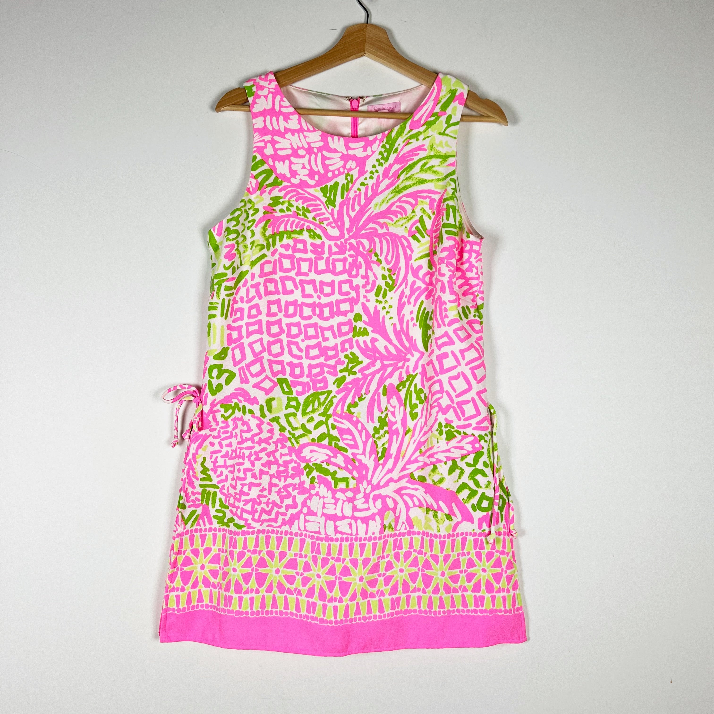 NEW Lilly Pulitzer Donna Side Tie Mini Shift Romper Home Slice Pink Sunset Print