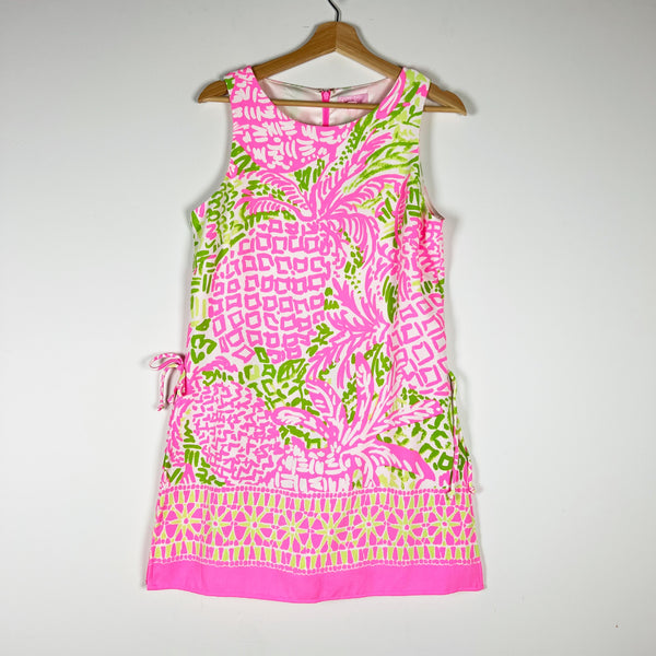 NEW Lilly Pulitzer Donna Side Tie Mini Shift Romper Home Slice Pink Sunset Print