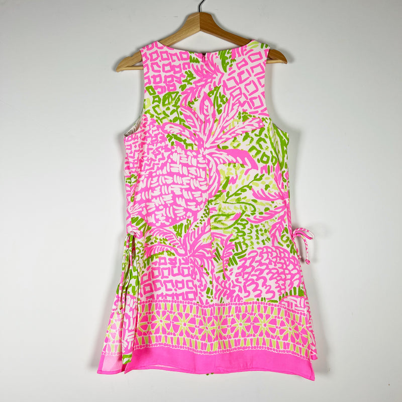 NEW Lilly Pulitzer Donna Side Tie Mini Shift Romper Home Slice Pink Sunset Print