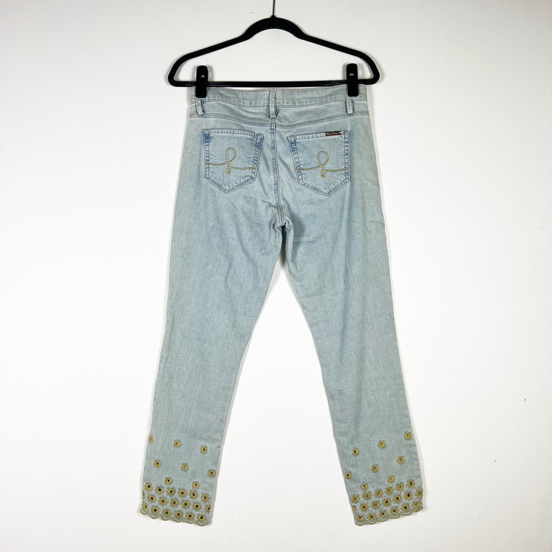 NEW Lilly Pulitzer South Ocean Skinny Crop Seagate Starburst Embroidered Jeans 8