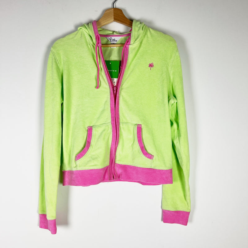 NEW Lilly Pulitzer Vintage White Label Jeri Cotton Terry Zip Jacket Palm Green M