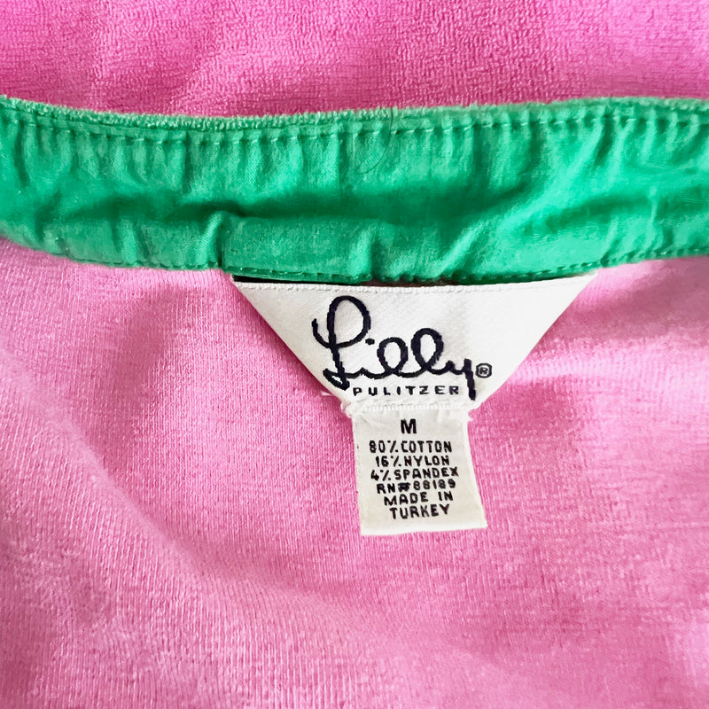 Lilly Pulitzer Vintage White Label Cotton Terry Lace Up Tunic Dress Coverup Pink