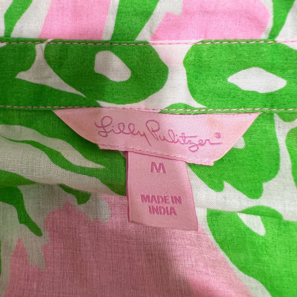Lilly Pulitzer Sanibel Cotton Button Collared Tunic Dress Flamenco Tropical Pink