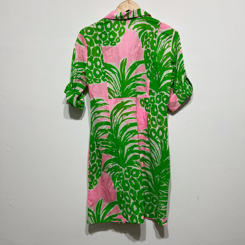 Lilly Pulitzer Sanibel Cotton Button Collared Tunic Dress Flamenco Tropical Pink