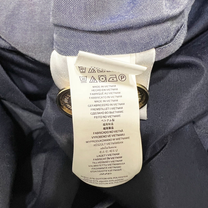 Michael Kors Women's Cotton Poplin Double Breasted Trench Coat Jacket Blue Small