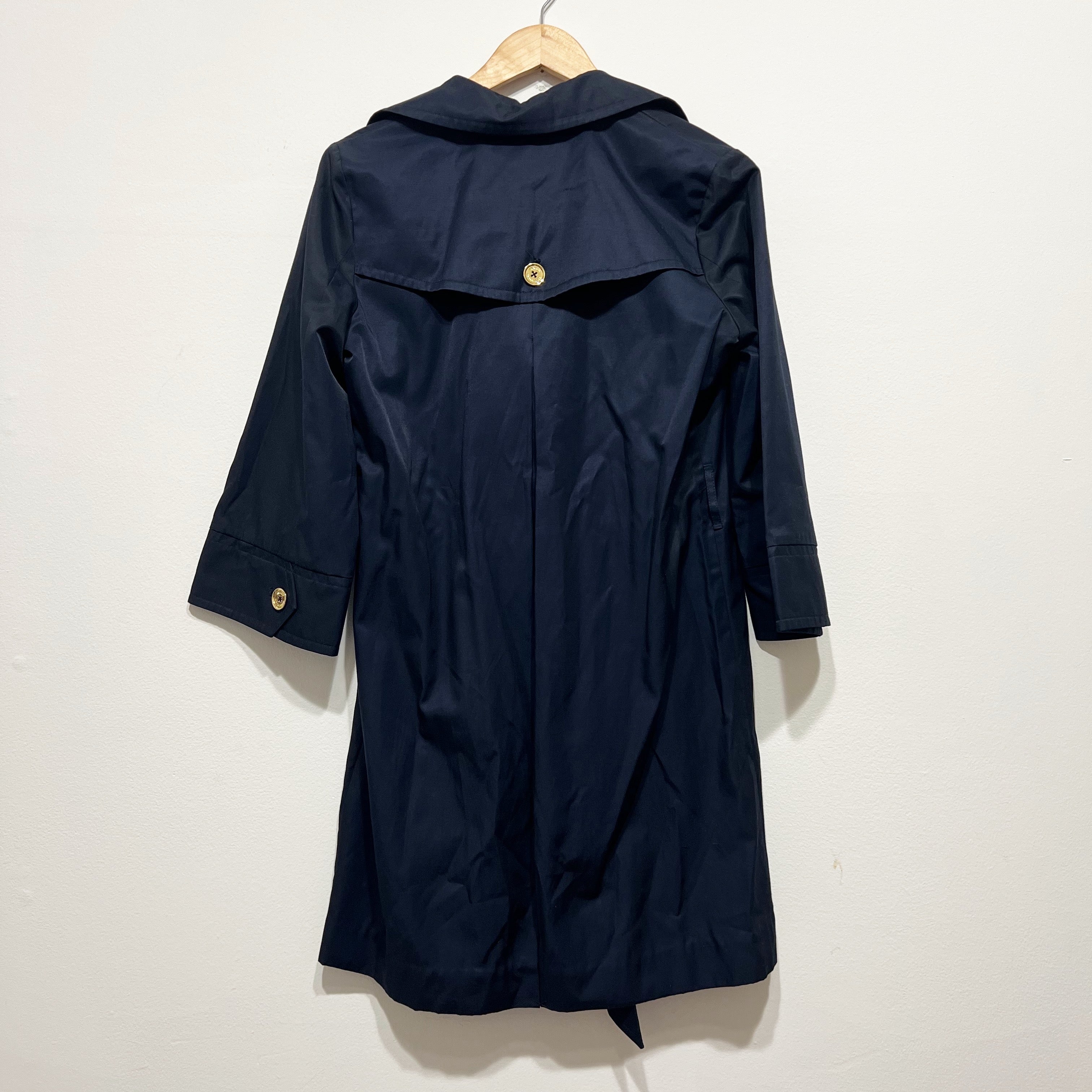 Michael Kors Women's Cotton Poplin Double Breasted Trench Coat Jacket Blue Small