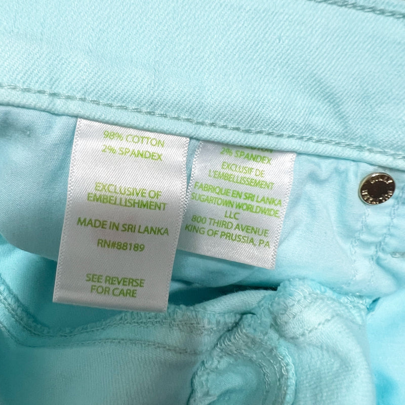 NEW Lilly Pulitzer South Ocean Crop Flare Whisper Blue Cotton Stretch Jeans Pant