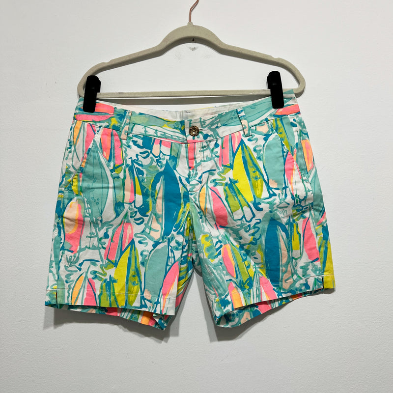 NEW Lilly Pulitzer Jayne Short Cotton Poplin Beach And Bae Print Pattern 8