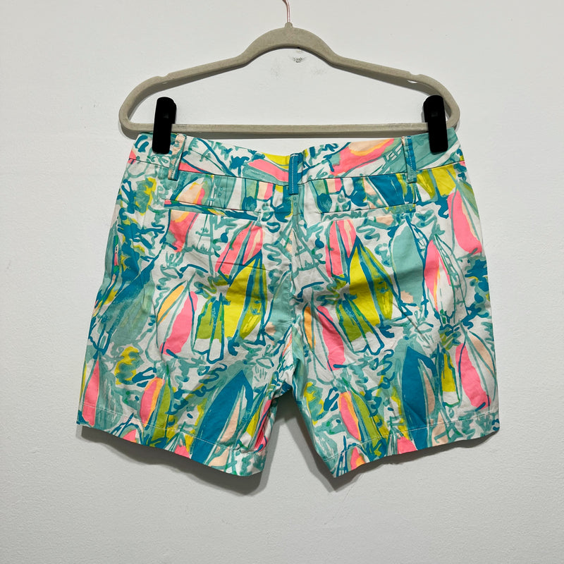 NEW Lilly Pulitzer Jayne Short Cotton Poplin Beach And Bae Print Pattern 8