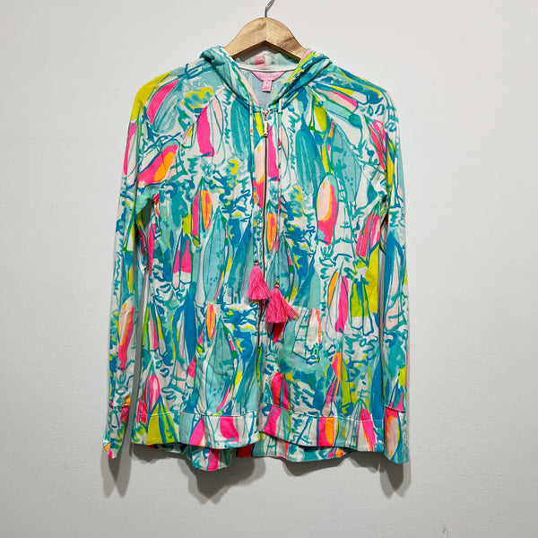 NEW Lilly Pulitzer Mooring Cotton Modal Full Zip Hoodie Jacket Beach And Bae S